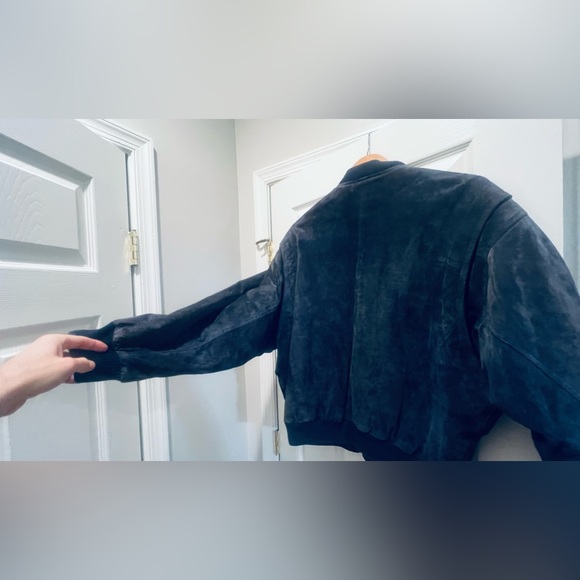 COPY - Vintage Dual Control 100% Suede Leather Bomber Jacket Size Large - Picture 7 of 13